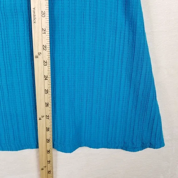 Yushi Womens Teal Blue Textured Cold Shoulder Button Accent Tunic Top Size M - Picture 5 of 6